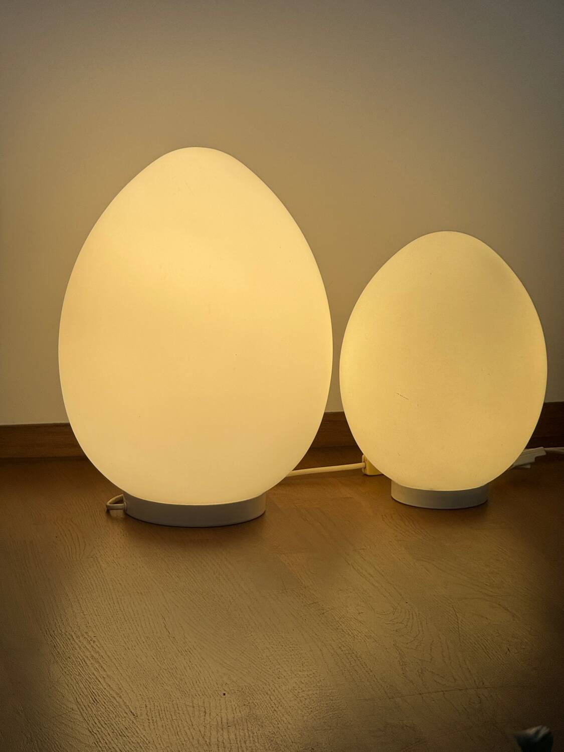 Duo de lampes œuf vintage 1970