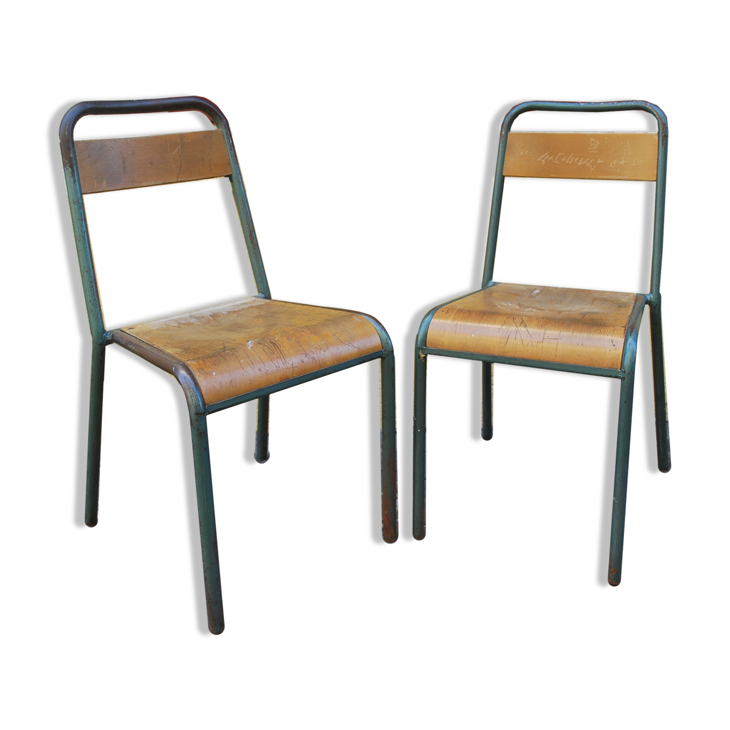 Pair of old Stella school chairs