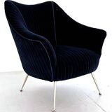 Italian Armchair with Brass Legs reupholstered in Magnificent Velvet