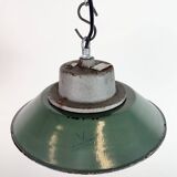 Green Enamel and Cast Iron Industrial Pendant Lamp, 1960s