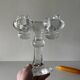 Brutalist double candle holder in ice glass Pukeberg Sweden – 1970