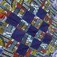 Nappe bleue quilt africaine carrée 110cm.