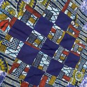 Blue square African quilt 110cm.