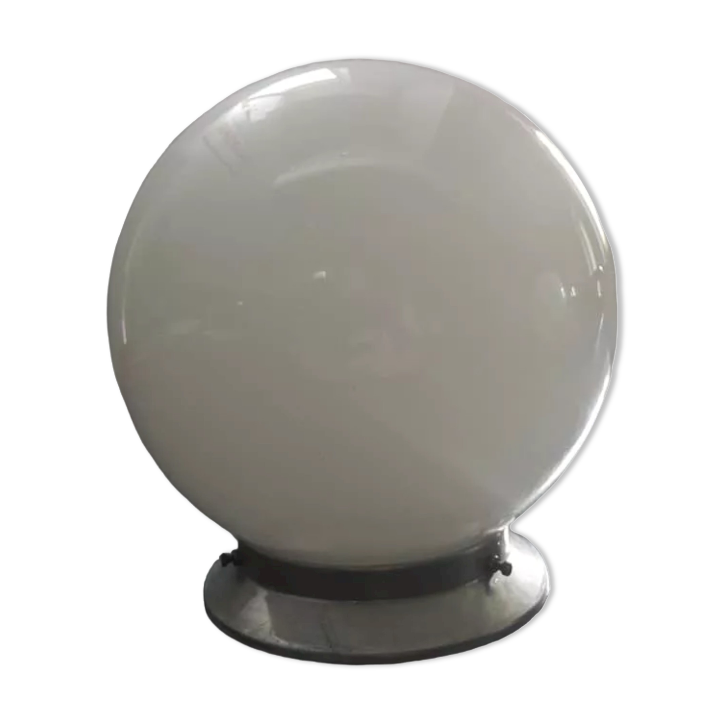 Old ceiling lamp opaline globe white metal base Art Deco 1930 ø 20 cm