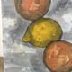 Still life, watermelon and clown, oil on canvas signed 1988