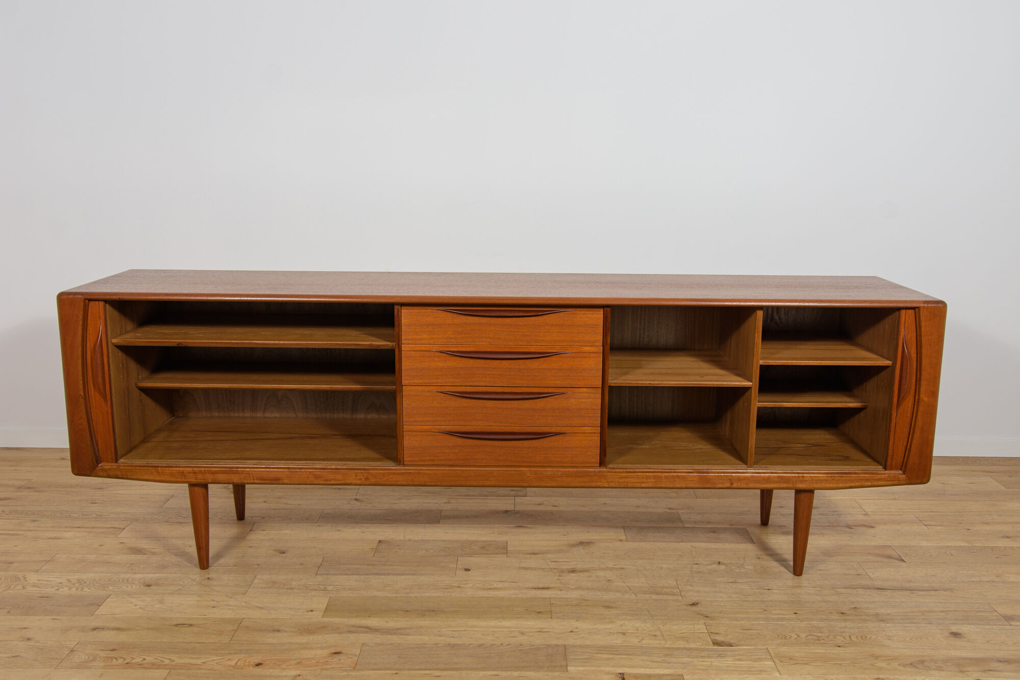 Mid-Century Large Teak Tambour Door Sideboard, Denmark, 1960s