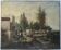 Peinture femmes bretonnes dans un paysage, maisons