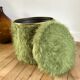 Pouf chest moumoute green and gold vintage years 60-70