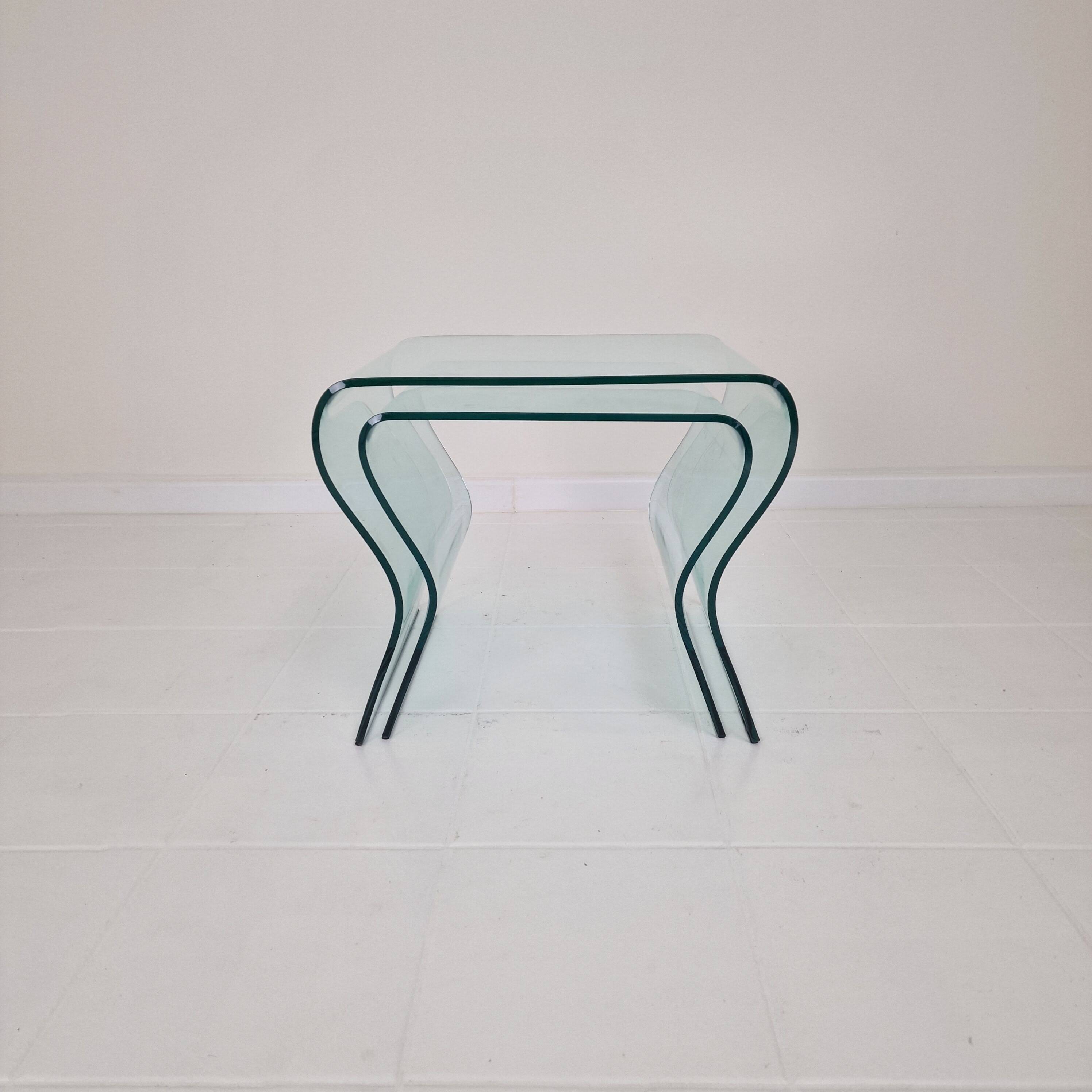 "Tango" Glass Nesting Table Set by Fabio Di Bartolomei for Fiam Italia