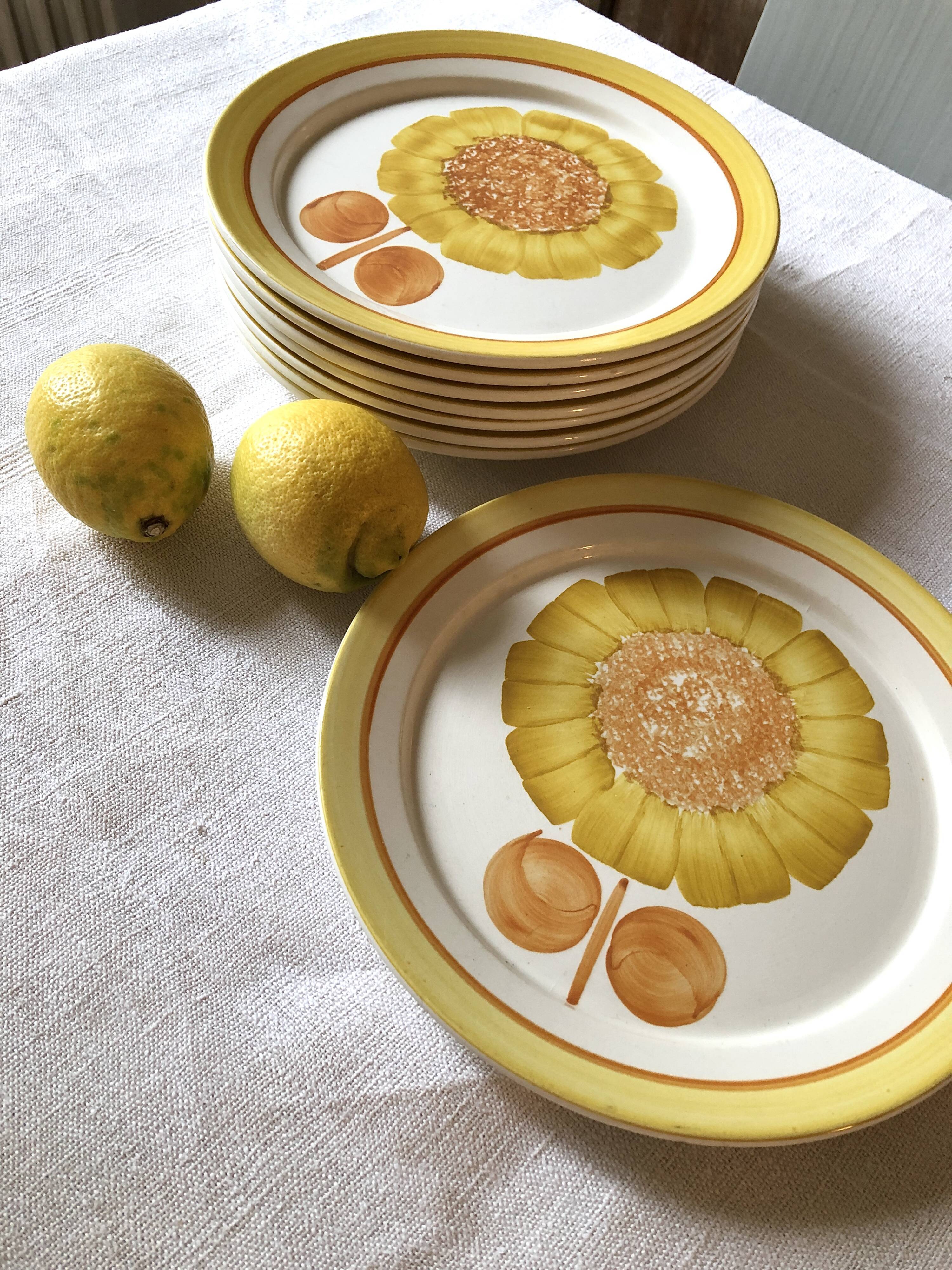 Series of eight Sarreguemines plates