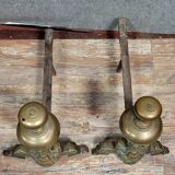 Pair of 18th century gilt bronze andirons with marmosets