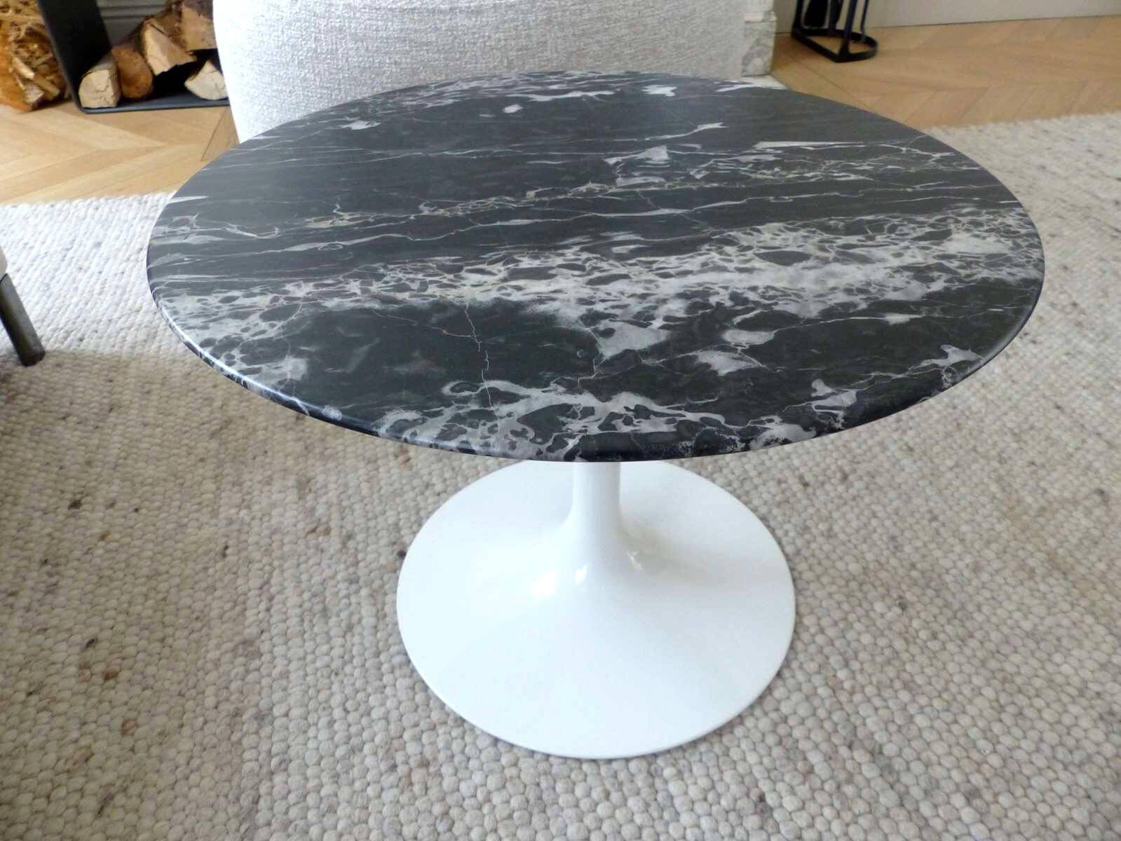 Saarinen Gueridon Side Table Portoro Marble Silver Knoll Eero Saarinen