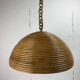 Midcentury pencil reed rattan bamboo pendant hanging lamp, Italy, 1970s