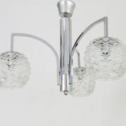 Italian Targetti Sankey chandelier in chrome metal with 3 lights. 70s