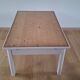 Chic country coffee table, pine wood, drawer with floral porcelain knob.