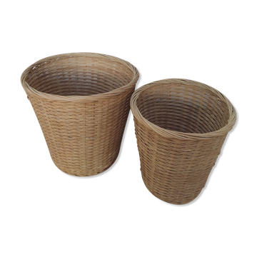 Wicker pot cache duo