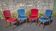 English lounge 4 armchairs and a coffee table Queen Anne armchairs blue and red fabric