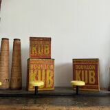 Wall coat rack with 4 vintage yellow metal hooks