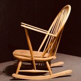 Rocking chair mid-century in light elm by Lucian Ercolani for Ercol