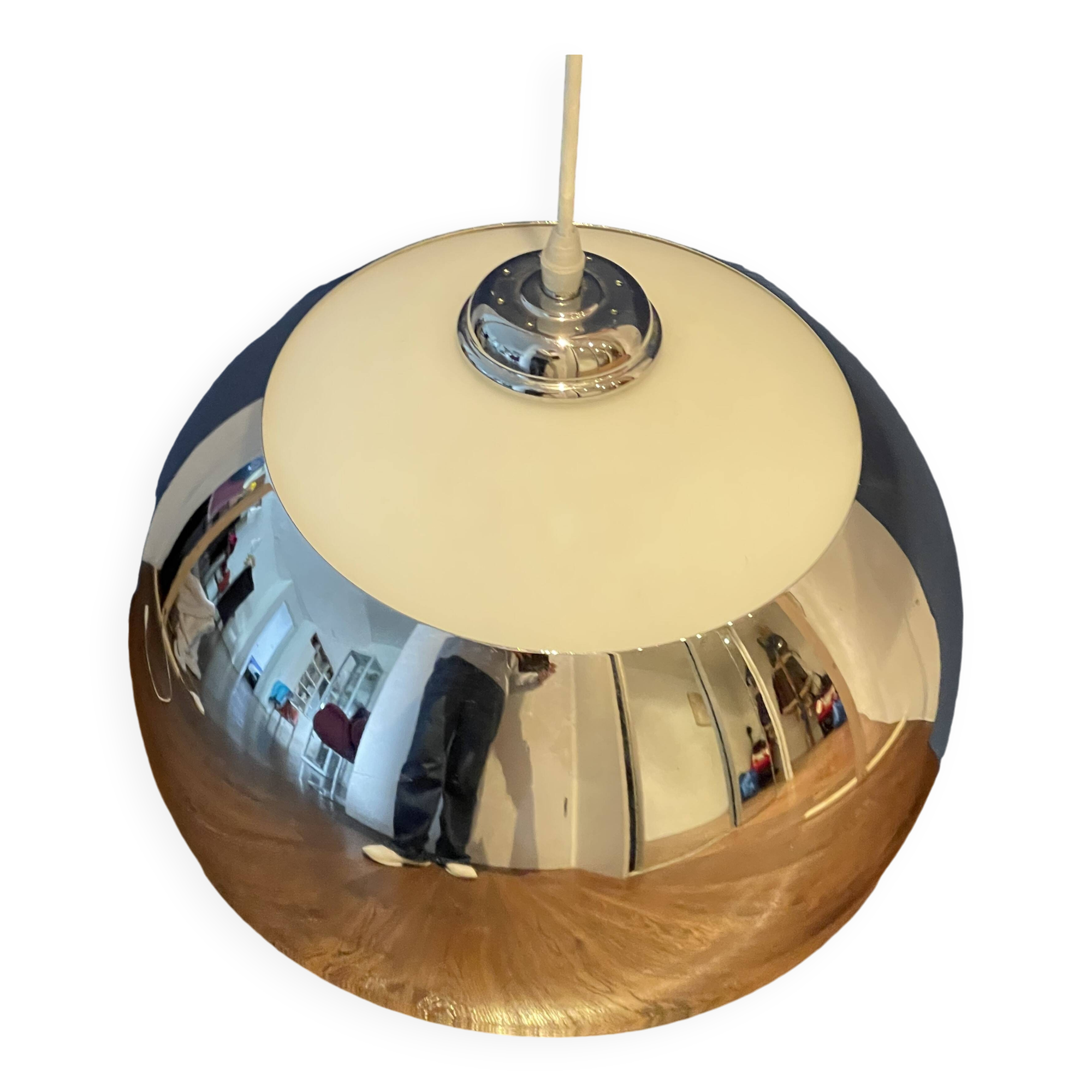 Suspension Space Age Verre et métal chromé,1990