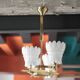 Vintage brass suspension with thick milk glass globe, brass chandelier.