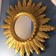 Mirror Italian sun gilded wood 46 cm x 46 cm mid 20th