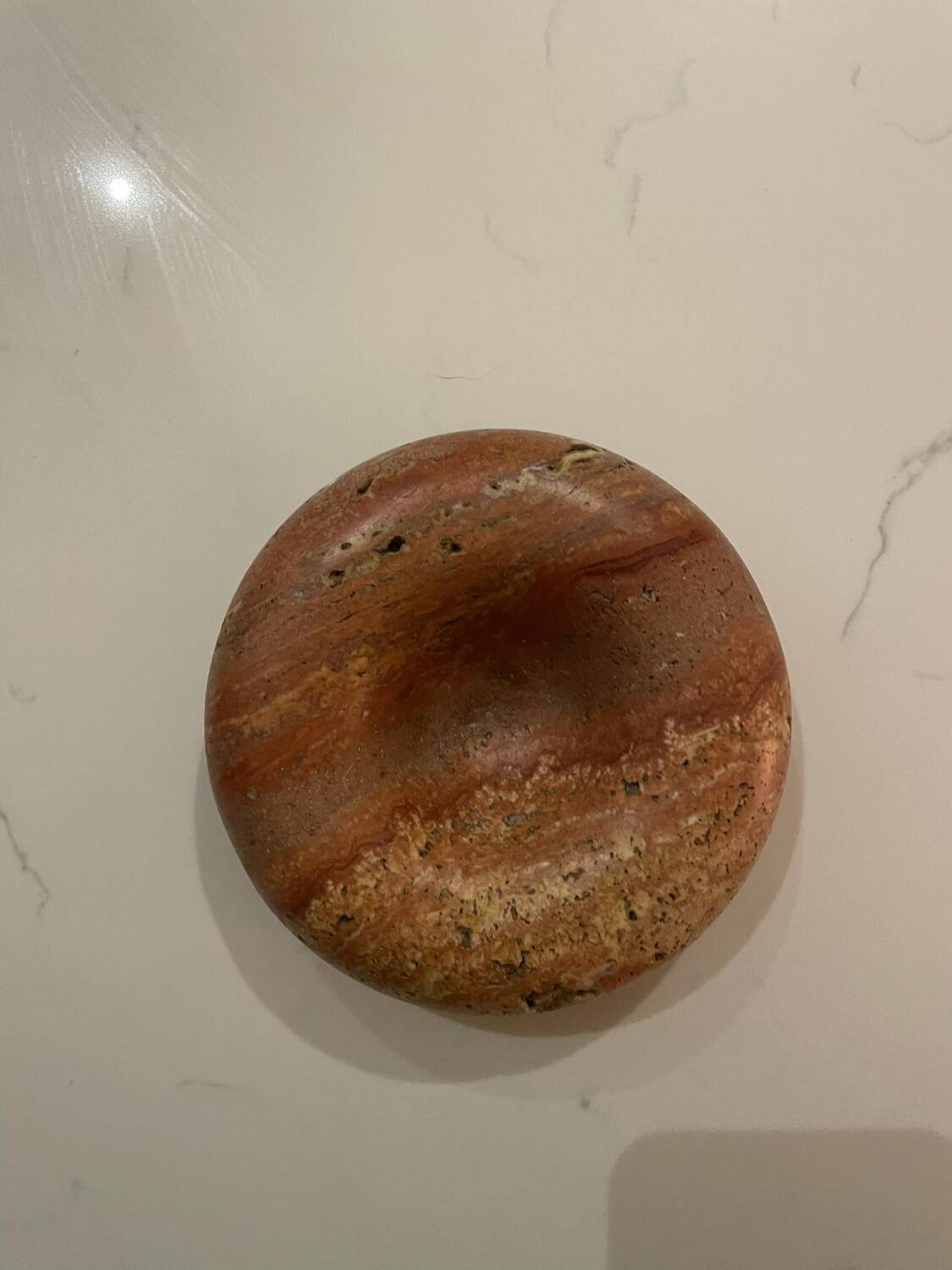 Vintage red travertine ashtray attributed to Sergio Asti for Up&up, Italy, 1970s