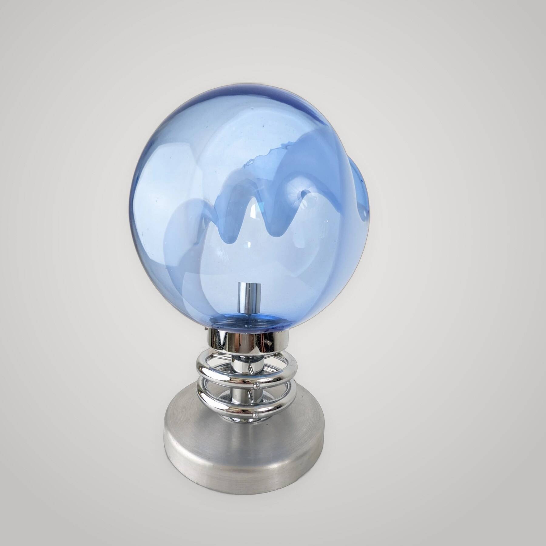 "Membrane" lamp by Toni Zuccheri in blue glass and chrome from Murano year