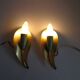 Wall lamps brass in pastel green