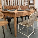 Oak farm table with two drawers