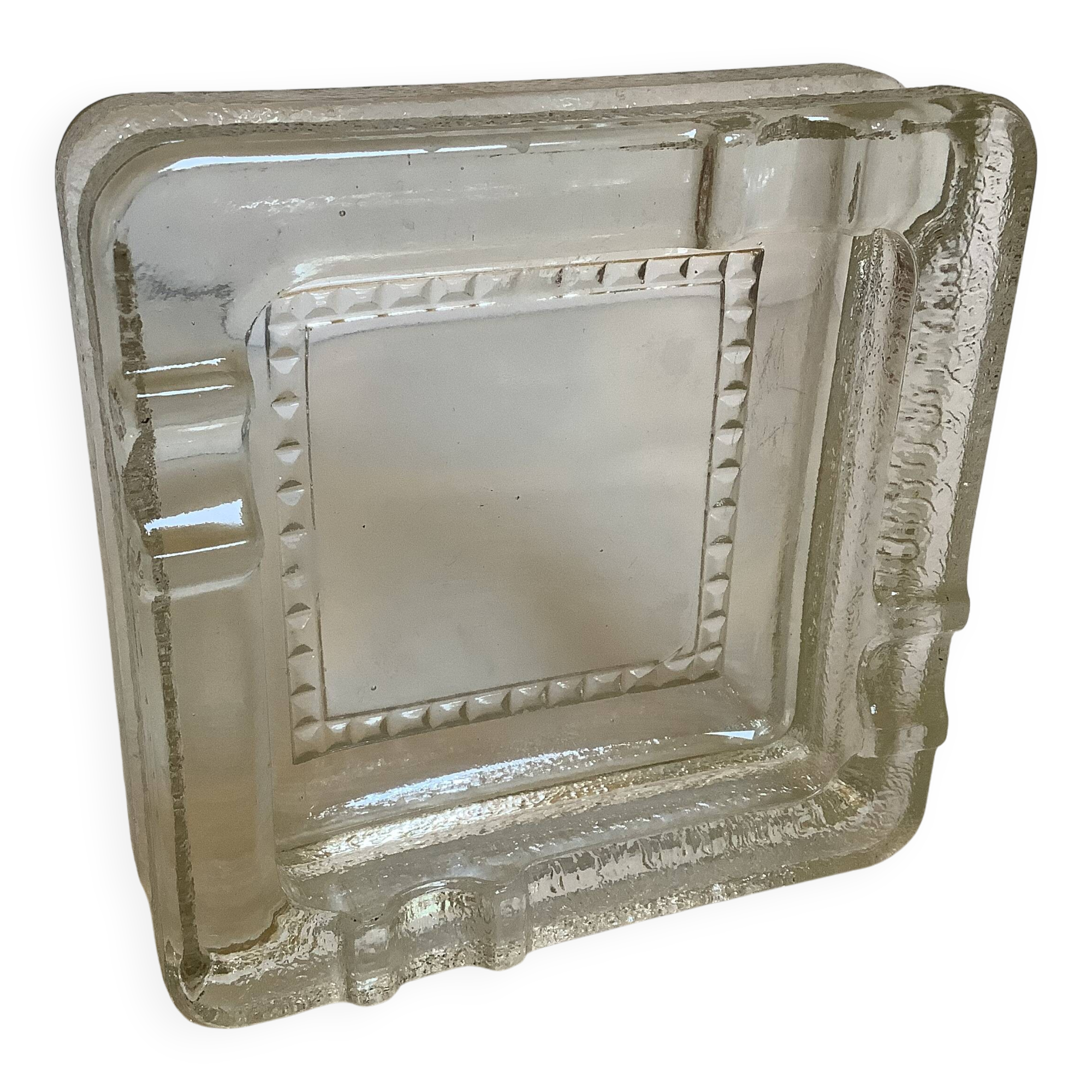 Thick glass ashtray