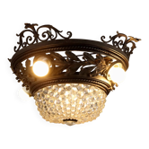 Antique Art Nouveau wrought iron chandelier, 20th century