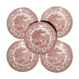 Set de 5 assiettes à dessert à motifs anglais rouges