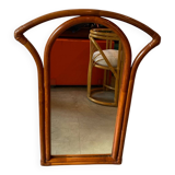 Arched mirror in rattan and bamboo from the 60s
