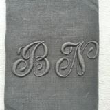 Old embroidered table napkin B N Grey