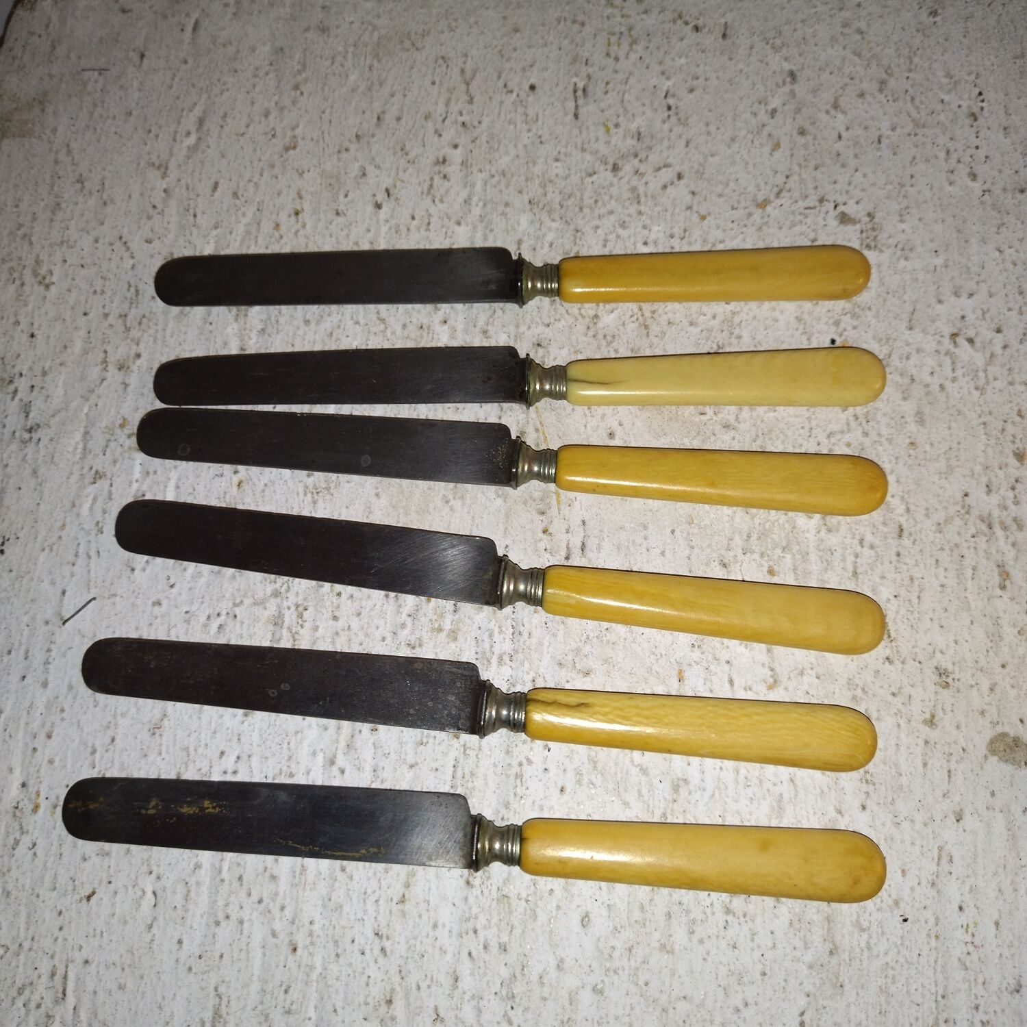 6 old steel and bone knives
