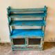 Sideboard 4 shelves and 2 glass doors in blue wood