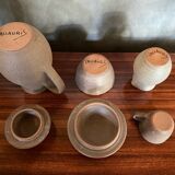 Lot old tea coffee service vallauris style ceramic beige 9p vintage #b843