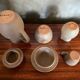 Lot ancien service thé café style vallauris céramique beige 9p vintage #b843