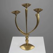 Solid Brass Three-Arm Candelabra — Modernist, 1960s