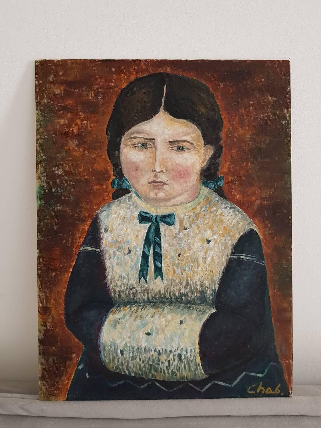 Portrait of a young girl oil painting