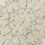 Tapis turc vintage 291 x 172 cm, rose pastel, vert et marron