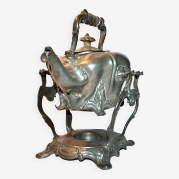 Antique tin and wood samovar - 19th century travel teapot