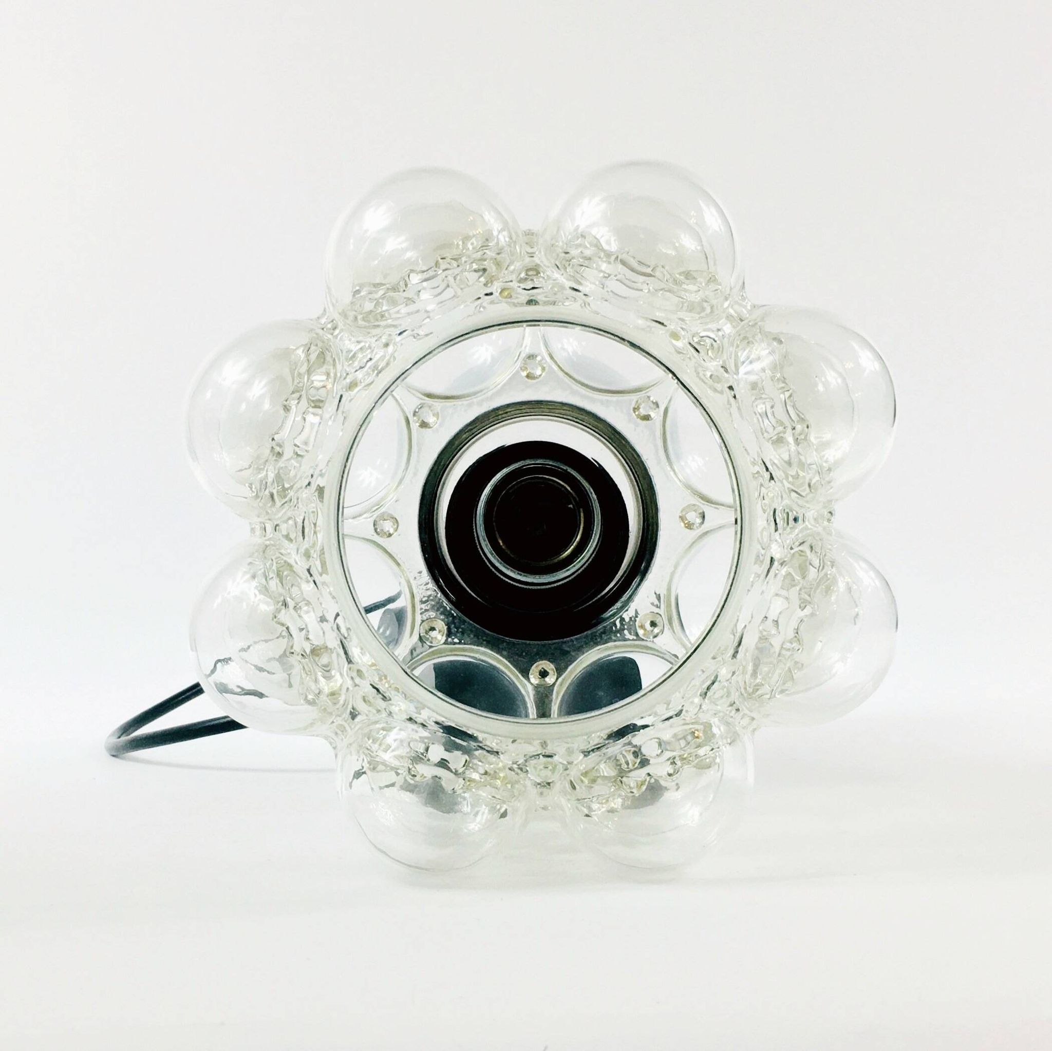Mid Century Bubble Glass & Chrome Ceiling Light/Pendant by Helena Tynell for Limburg, Germany, 1960s