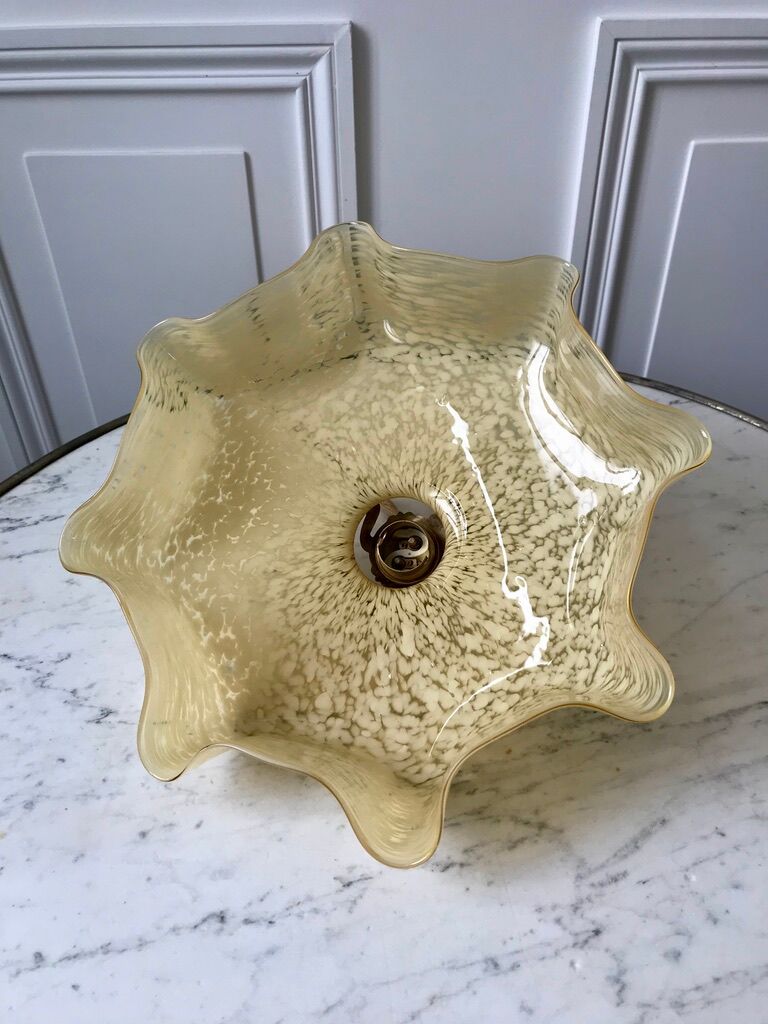 Yellow Clichy glass pendant lamp 20s