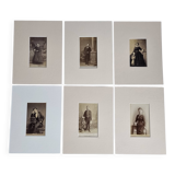 Ensemble de 6 photographies anciennes, portraits studio du XIXe siècle, hommes, femmes et enfants