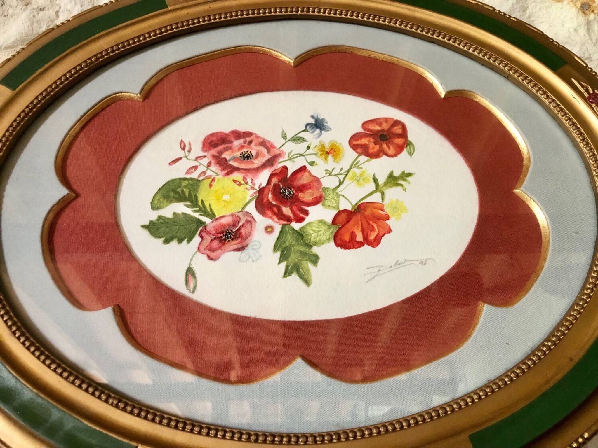Watercolour old frame Art Nouveau