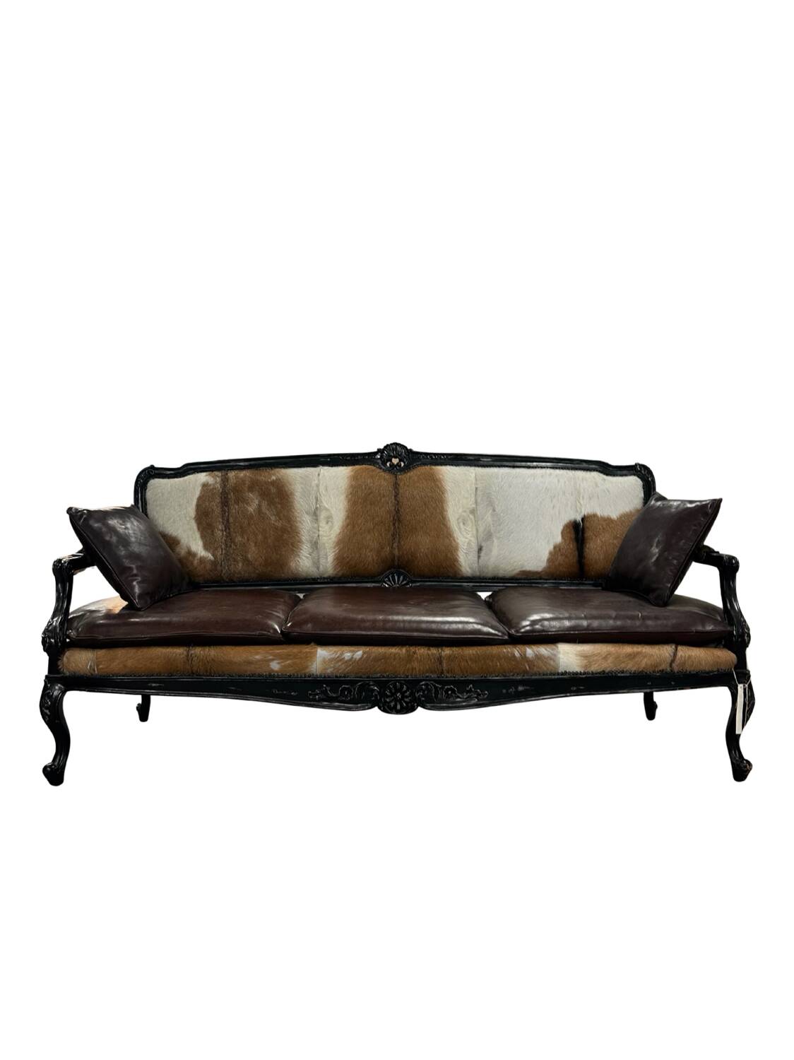 Louis XVI style Baroque armchair in cowhide