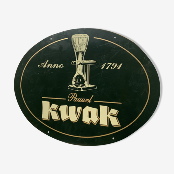Plaque pub bière brasserie Kwak en métal peint vert deco bistro deco bar