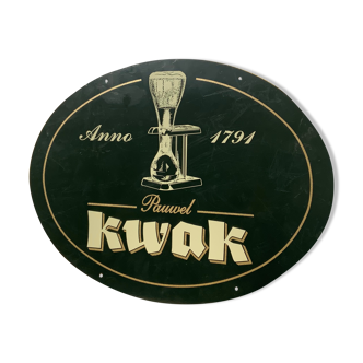Plaque pub bière brasserie Kwak en métal peint vert deco bistro deco bar